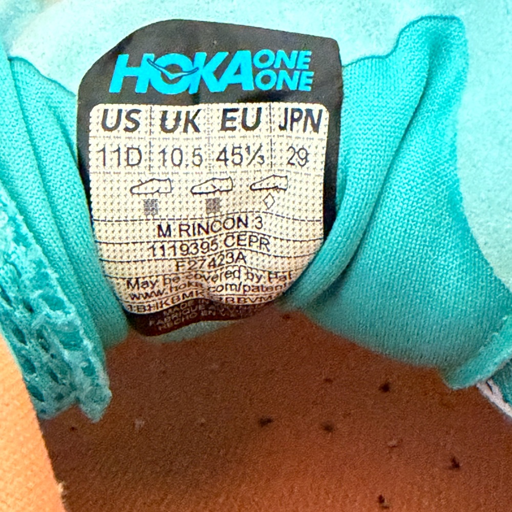 Hoka Rincon 3 Men's Teal Yellow Pink Orange Running Sneakers - Picture 2 of 9